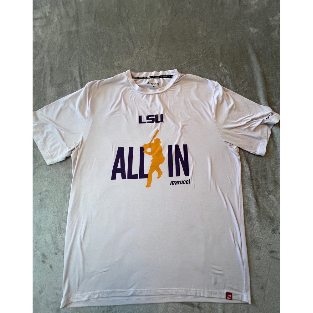 Marucci LSU All In Shirt Mens XL White Baseball Performance Tee